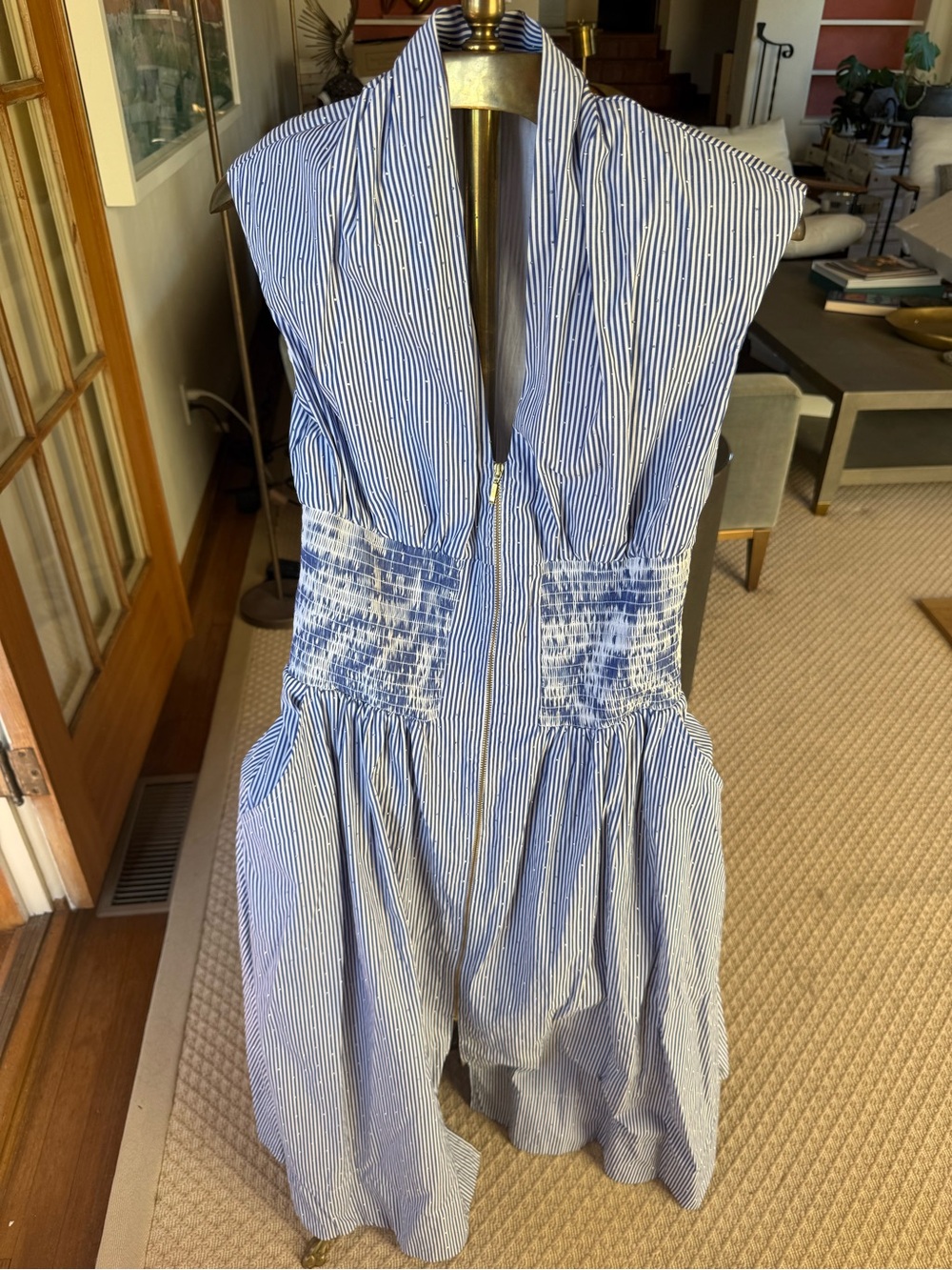 Anthropologie Blue and White Striped Sleeveless Romper